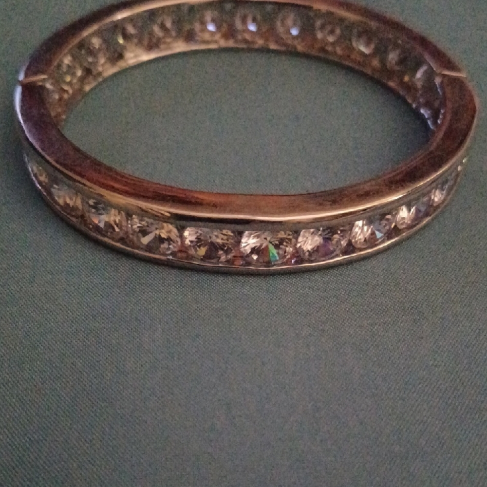 Elegant Silver Crystal Bangle Bracelet